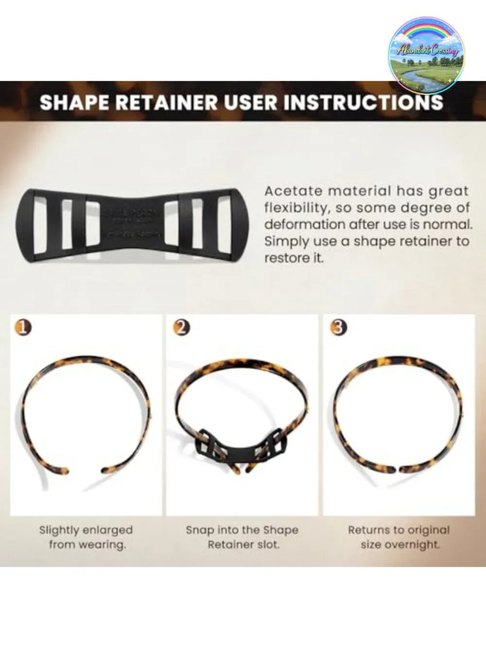 Comfortable Acetate Resin Hairband for Glasses, Non-Slip, No Headache, Flex